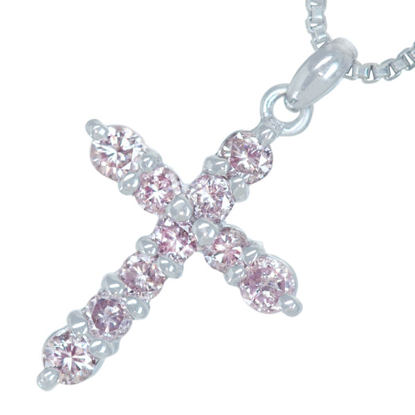 jewel planet 公式サイト / 【代行販売】K18WG ピンクダイヤモンド 0.25ct ネックレス クロスモチーフ