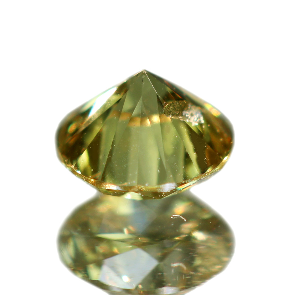 天然イエローダイヤモンド　0.152ct　FANCY DEEP GRAYISH GREENISH YELLOW　ルース　ラウンド[CGL]