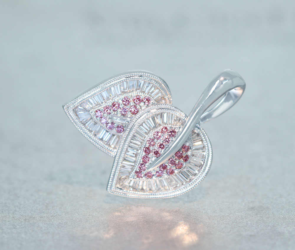 PT900 ピンクダイヤモンド 0.68ct ダイヤモンド 0.205ct ペンダントトップ[ソーティング付]