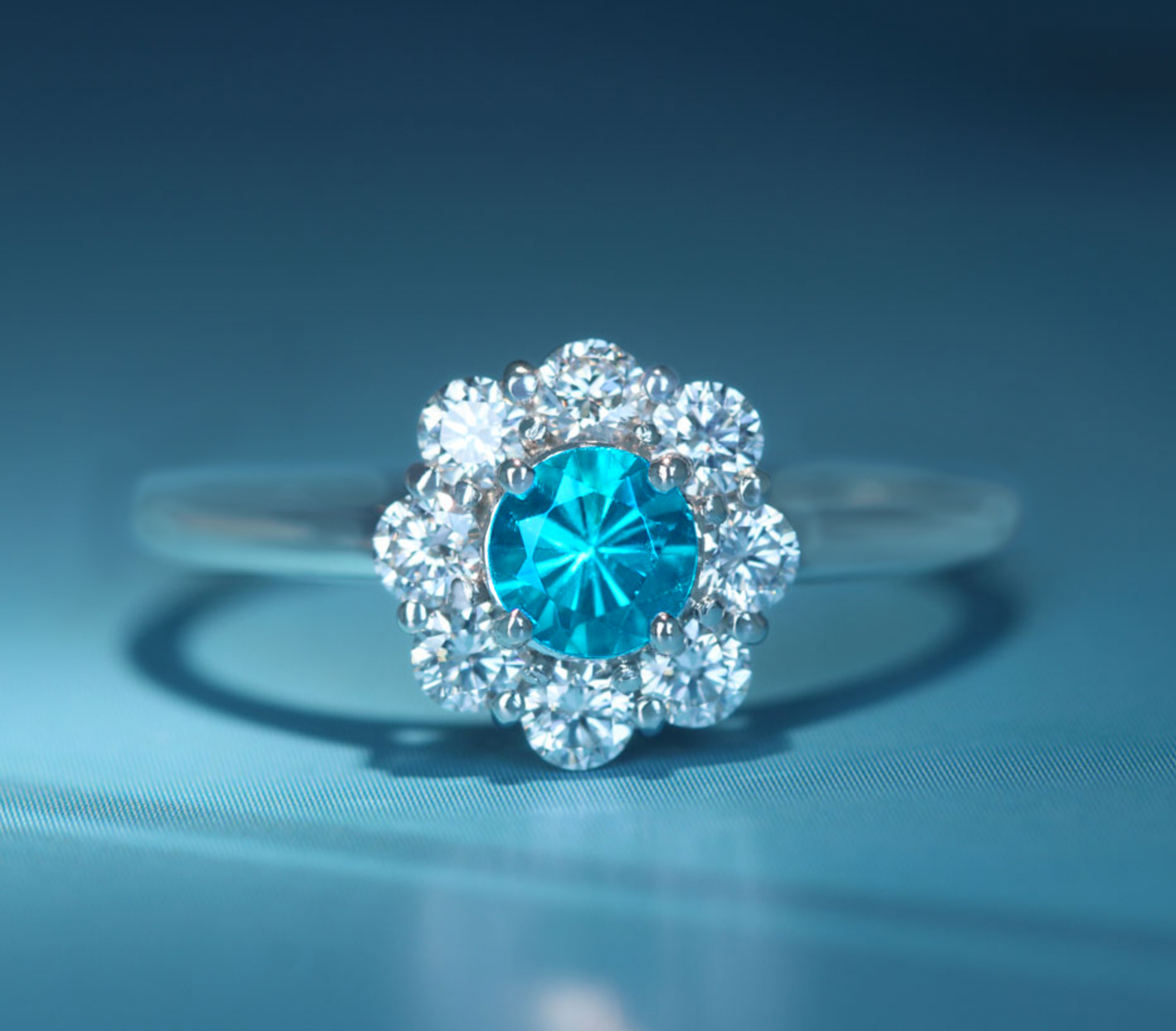 Pt950 パライバトルマリン 0.244ct ダイヤモンド 0.386ct リング