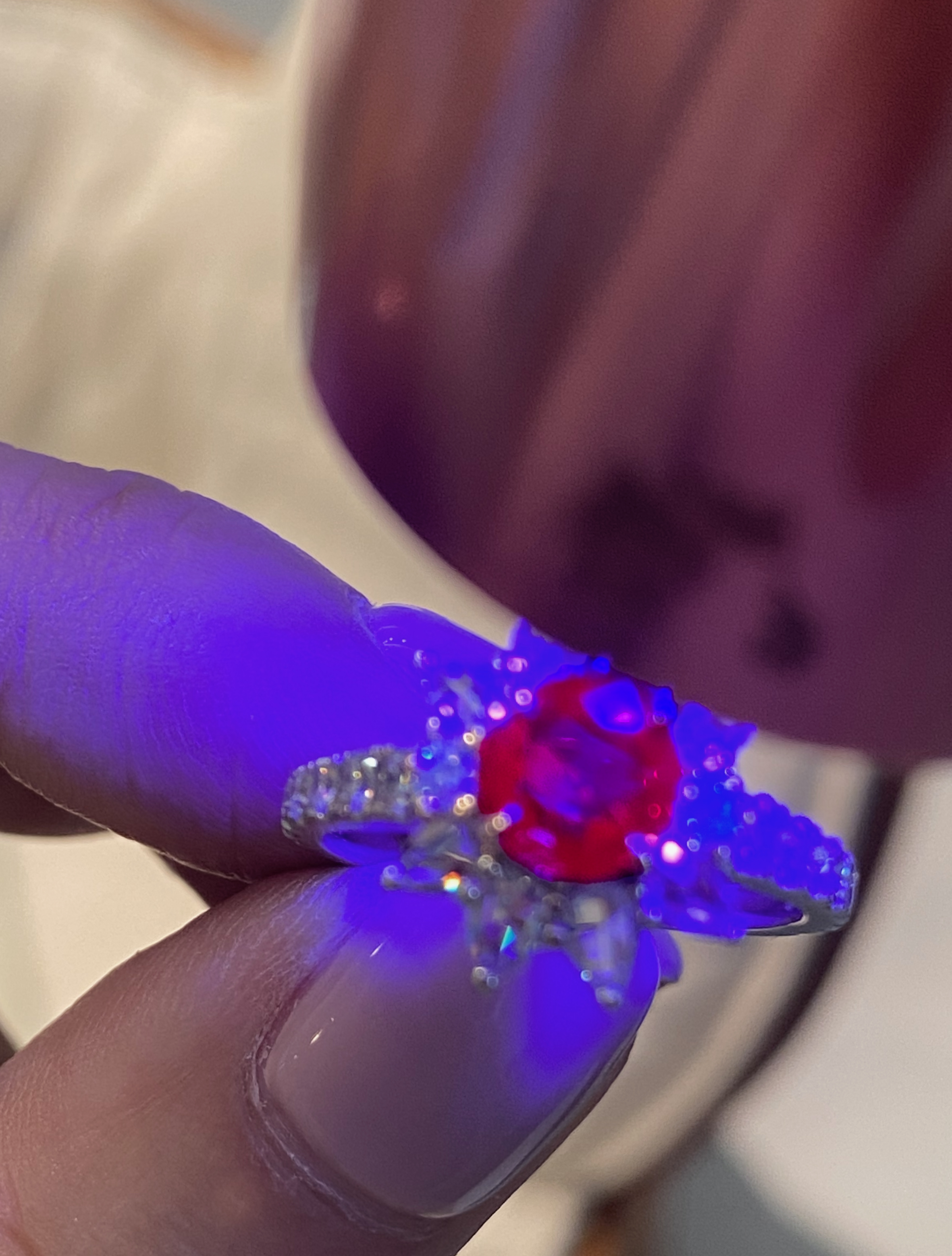 非加熱ピジョンブラッドルビー ピンクダイヤモンド リング